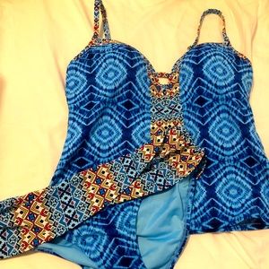 Blue rod beattie tankini swimsuit size 12
